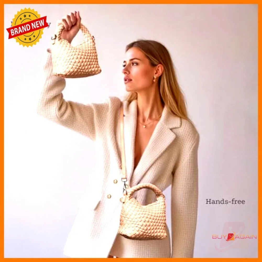 Mini Vegan Leather Woven Crossbody Hobo Bag with Adjustable Straps